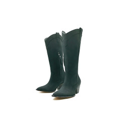 Pour Nina Tall matte black handmade leather boots - Cooperative Handmade