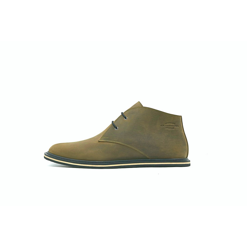 Chavo Pierrot fatty olive green details black beige handmade leather shoes - Cooperative Handmade