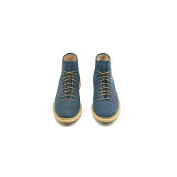 Ocho fatty ocean blue details beige handmade leather shoes - Cooperative Handmade