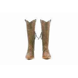 Pour Nina Tall camel cerato handmade leather boots - Cooperative Handmade