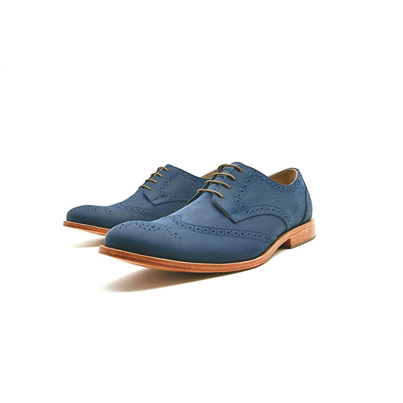 Borges fatty ocean blue details beige handmade leather shoes - Cooperative Handmade