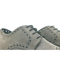 Borges Tavo gray suede details black handmade leather shoes - Cooperative Handmade