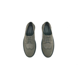 Borges Tavo gray suede details black handmade leather shoes - Cooperative Handmade