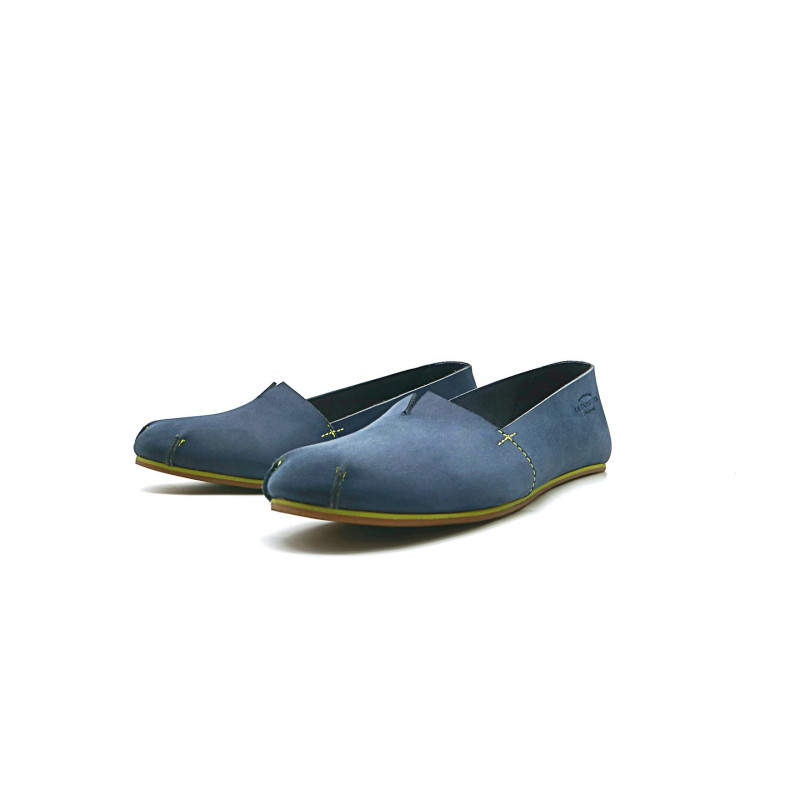 Pampa Fem fatty ocean blue details yellow handmade leather shoes - Cooperative Handmade