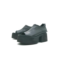 Mica black nappa handmade leather platform sandals - Cooperative Handmade