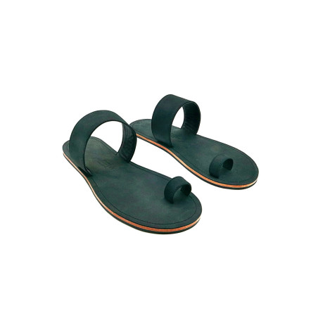 Arena matte black handmade leather sandals - Cooperative Handmade