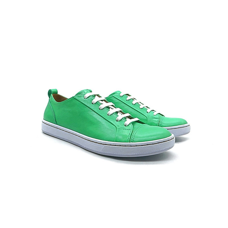 Baires cyan green nappa handmade leather sneakers - Cooperative Handmade