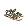 Juana green black handmade leather sandals - Cooperative Handmade