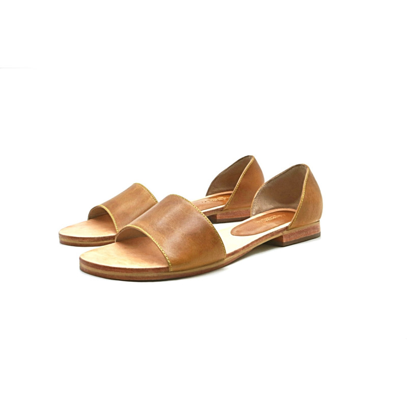 Maria version b caramel ranger details yellow handmade leather sandals - Cooperative Handmade