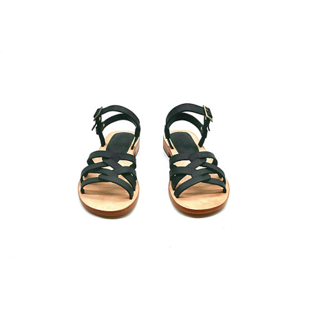 Juana fatty black handmade leather sandals - Cooperative Handmade