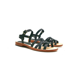 Juana fatty black handmade leather sandals - Cooperative Handmade