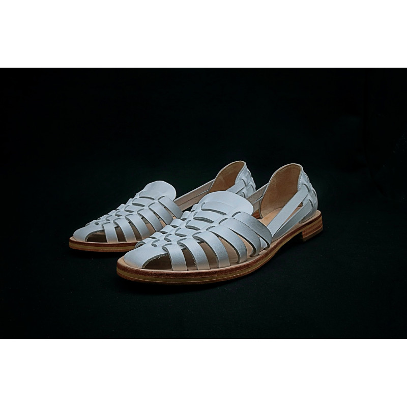 Indian Beloved white ranger handmade leather sandals - Cooperative Handmade