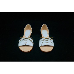 Maria white ranger details beige handmade leather sandals - Cooperative Handmade