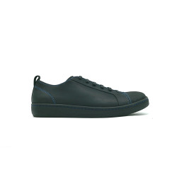 Baires fatty matte black details blue handmade leather sneakers - Cooperative Handmade