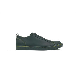 Baires fatty matte black details yellow elastic handmade leather sneakers - Cooperative Handmade