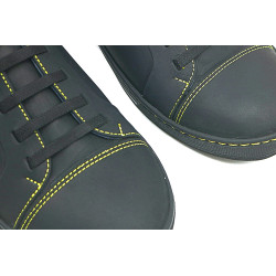 Baires fatty matte black details yellow elastic handmade leather sneakers - Cooperative Handmade