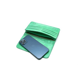 Margarita cyan green handmade leather wallet - Cooperative Handmade