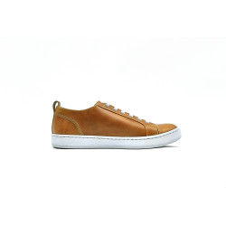 Baires caramel ranger details yellow elastic handmade leather sneakers - Cooperative Handmade