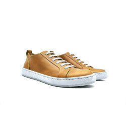 Baires caramel ranger details yellow elastic handmade leather sneakers - Cooperative Handmade