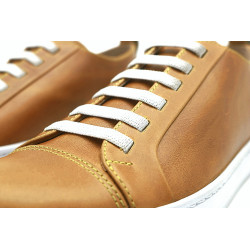 Baires caramel ranger details yellow elastic handmade leather sneakers - Cooperative Handmade