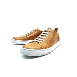 Baires caramel ranger details yellow elastic handmade leather sneakers - Cooperative Handmade