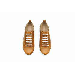 Baires caramel ranger details yellow elastic handmade leather sneakers - Cooperative Handmade