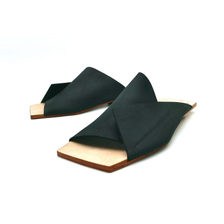 Miró NG fatty matte black handmade leather sandals - Cooperative Handmade