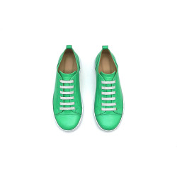 Baires cyan green nappa elastic elastic handmade leather sneakers - Cooperative Handmade