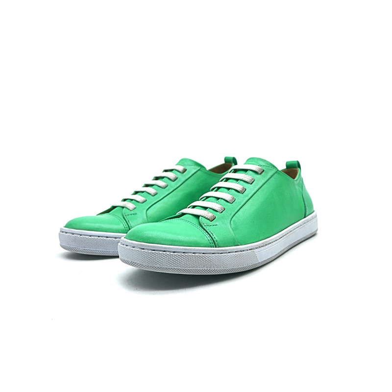 Baires cyan green nappa elastic elastic handmade leather sneakers - Cooperative Handmade