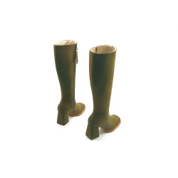 Lulú Large fatty olive green handmade leather boots - Cooperative Handmade