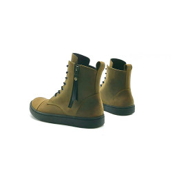 Tato fatty olive green black handmade leather ankle boots - Cooperative Handmade