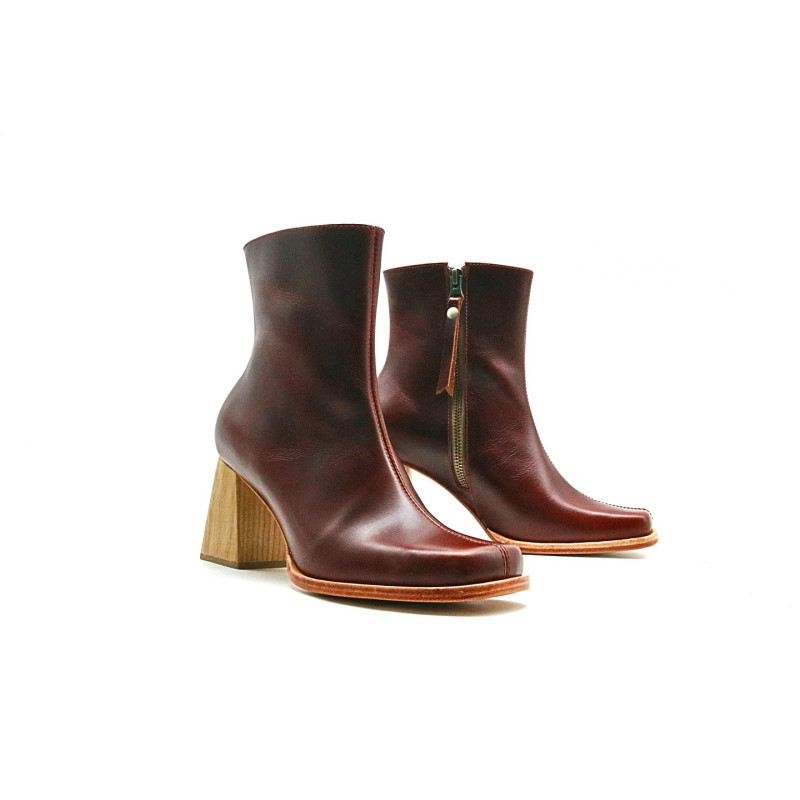 Lulú red ranger natural welt handmade leather ankle boots - Cooperative Handmade