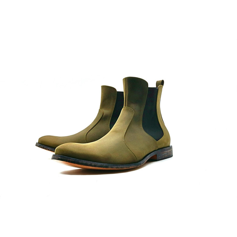 Hache  fatty green black vintage handmade leather ankle boots - Cooperative Handmade