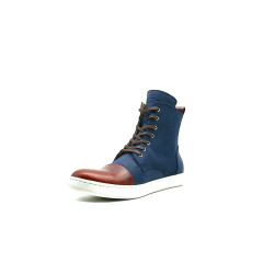 Tato fatty blue red ranger white handmade leather ankle boots - Cooperative Handmade