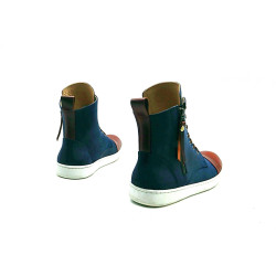 Tato fatty blue red ranger white handmade leather ankle boots - Cooperative Handmade