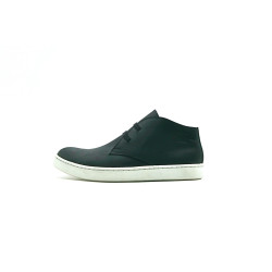 Chavo Sport matte black elastic white handmade leather shoes - Cooperative Handmade