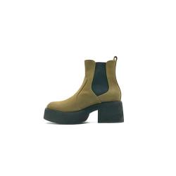 Hache Platform fatty olive green black handmade leather ankle boots - Cooperative Handmade