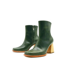 Lulú green alamo natural handmade leather ankle boots - Cooperative Handmade