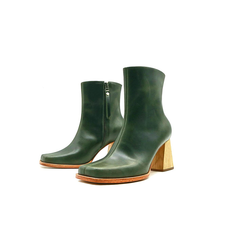 Lulú green alamo natural handmade leather ankle boots - Cooperative Handmade