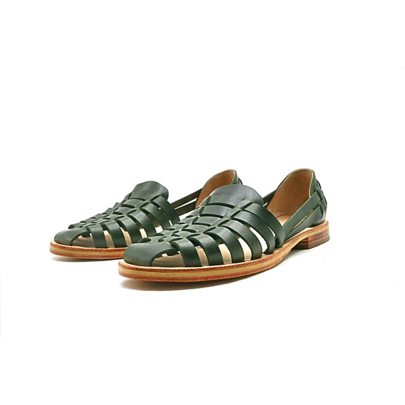 Indian Beloved green alamo handmade leather sandals - Cooperative Handmade