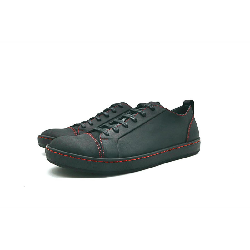 Baires fatty matte black details red handmade leather sneakers - Cooperative Handmade