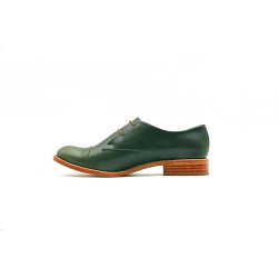 Pour Cecile green alamo details beige handmade leather shoes - Cooperative Handmade
