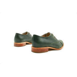 Pour Cecile green alamo details beige handmade leather shoes - Cooperative Handmade
