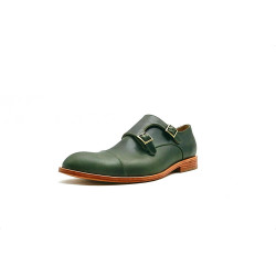 Ugo green alamo handmade leather Double Monkstrap shoes - Cooperative Handmade