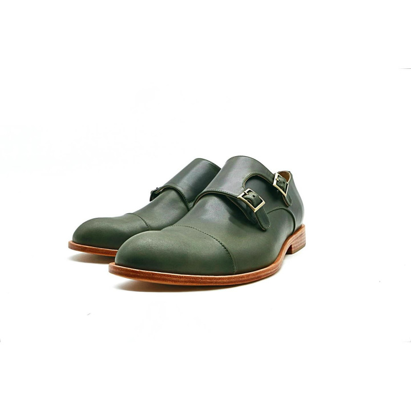 Ugo green alamo handmade leather Double Monkstrap shoes - Cooperative Handmade