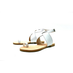 Jara *ng white nappa handmade leather sandals - Cooperative Handmade