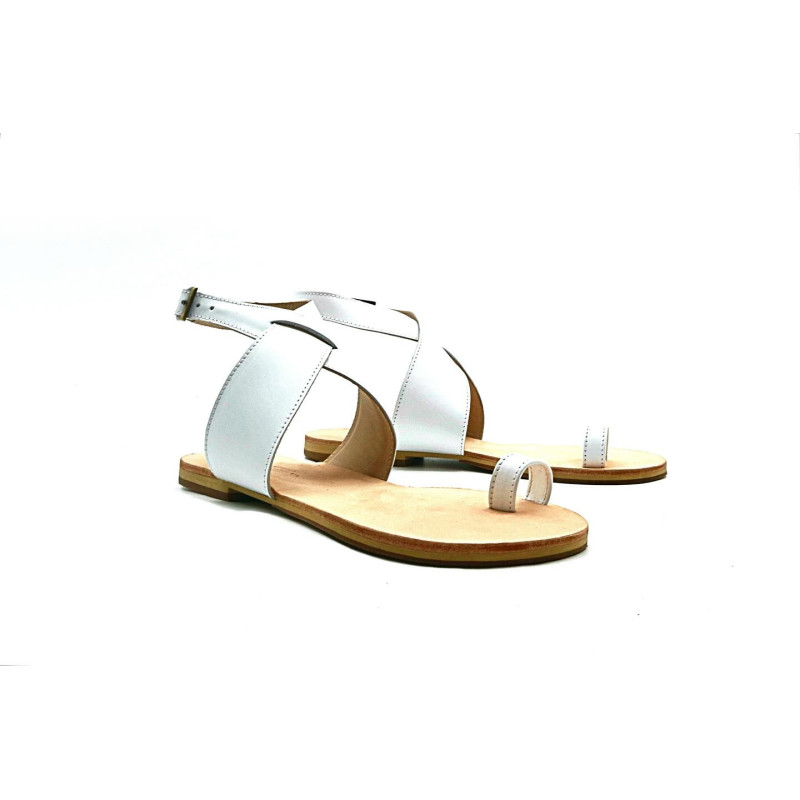 Jara white nappa handmade leather sandals - Cooperative Handmade