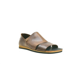 Nuna B camel cerato black beige handmade leather sandals - Cooperative Handmade