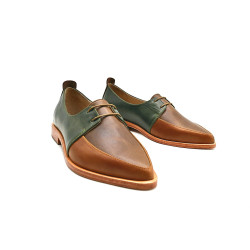 Luna version Lima green camel caramel alamo handmade leather shoes - Cooperative Handmade