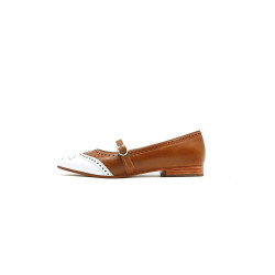 Ola caramel alamo white nappa handmade leather shoes - Cooperative Handmade